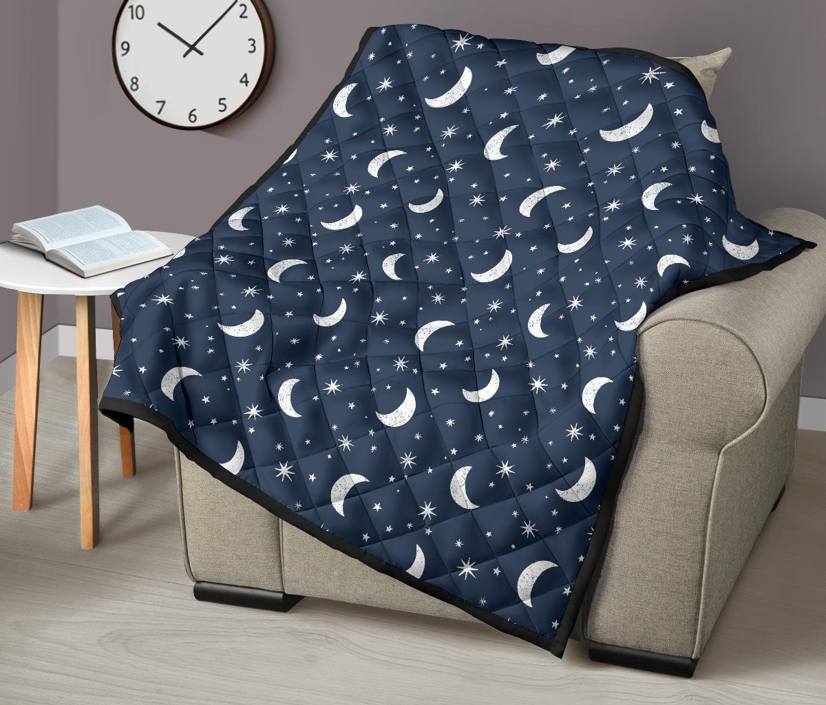 Moon Star Print Pattern Quilt-grizzshop