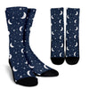 Moon Star Print Pattern Unisex Crew Socks-grizzshop