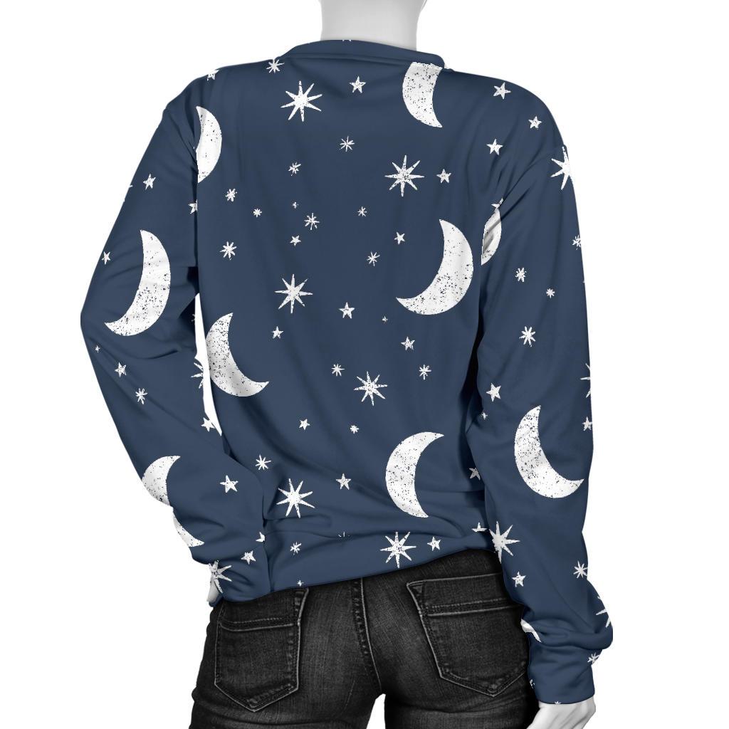 Moon Star Print Pattern Women's Sweatshirt-grizzshop