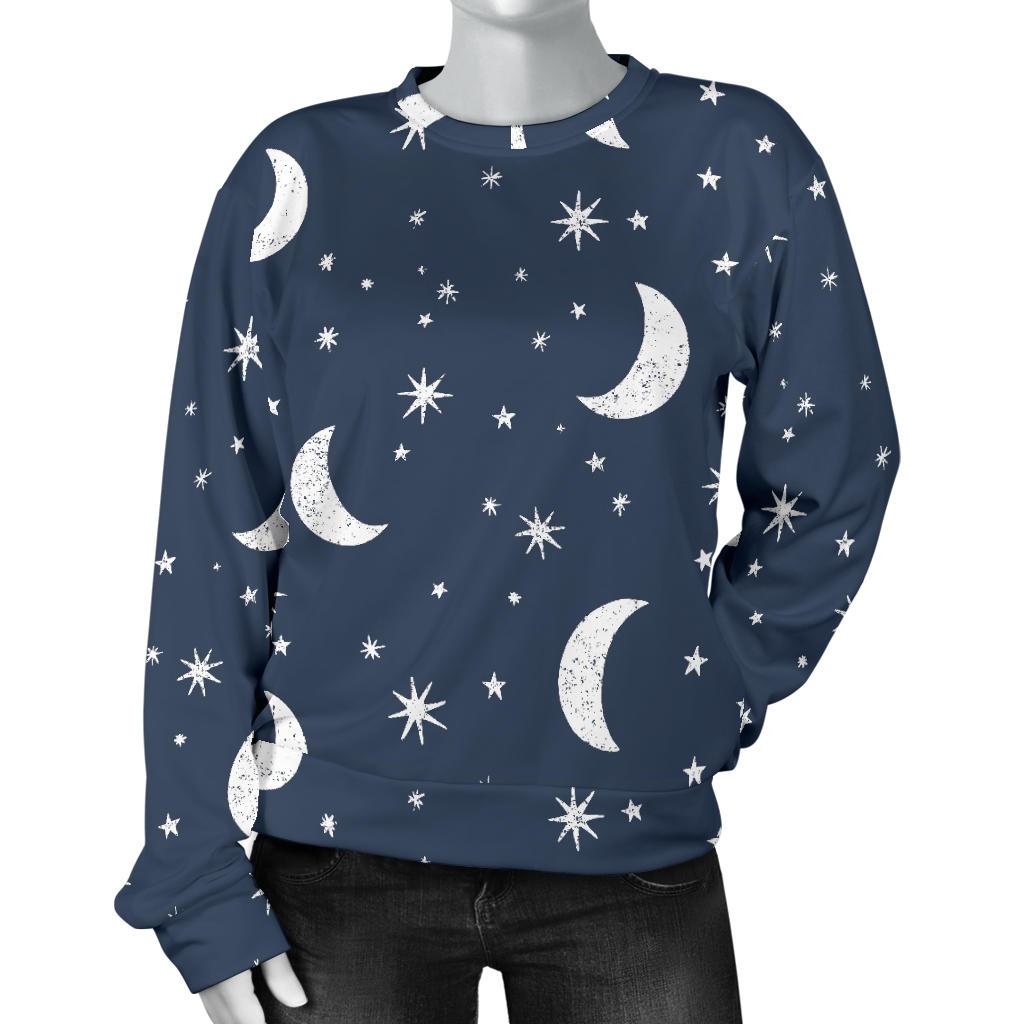 Moon Star Print Pattern Women's Sweatshirt-grizzshop