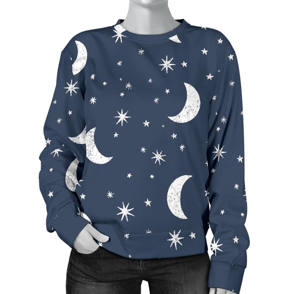 Moon Star Print Pattern Women's Sweatshirt-grizzshop