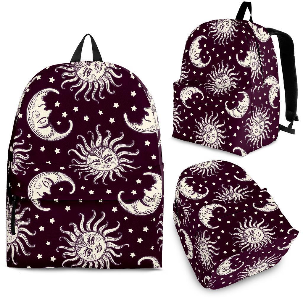 Moon Sun Celestial Pattern Print Backpack-grizzshop