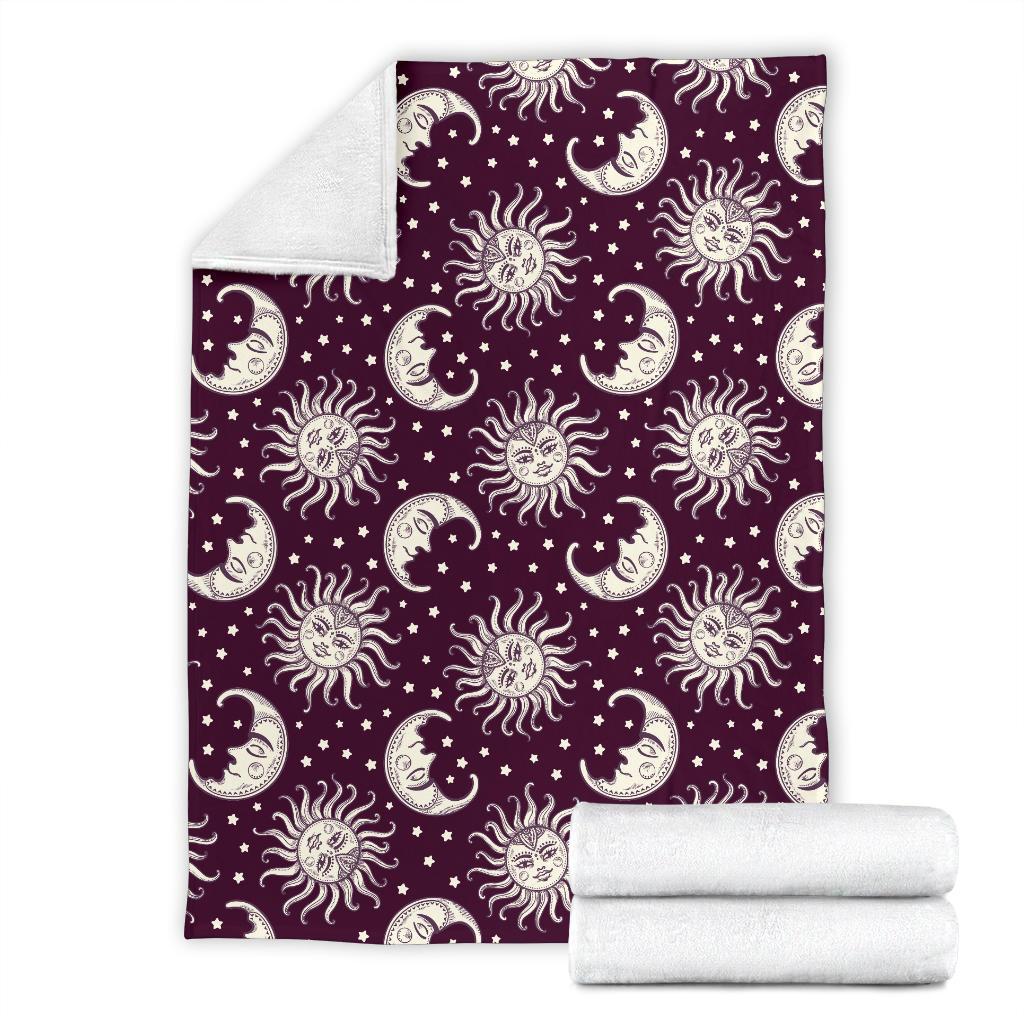 Moon Sun Celestial Pattern Print Blanket-grizzshop