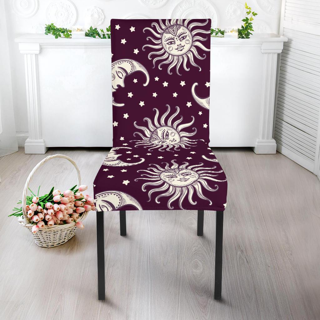 Moon Sun Celestial Pattern Print Chair Cover-grizzshop