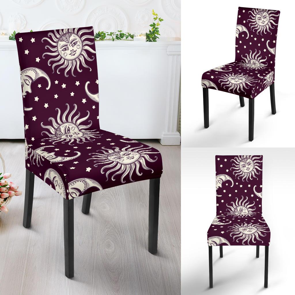 Moon Sun Celestial Pattern Print Chair Cover-grizzshop