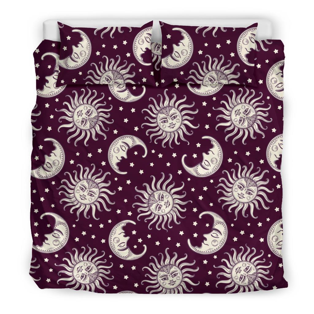 Moon Sun Celestial Pattern Print Duvet Cover Bedding Set-grizzshop