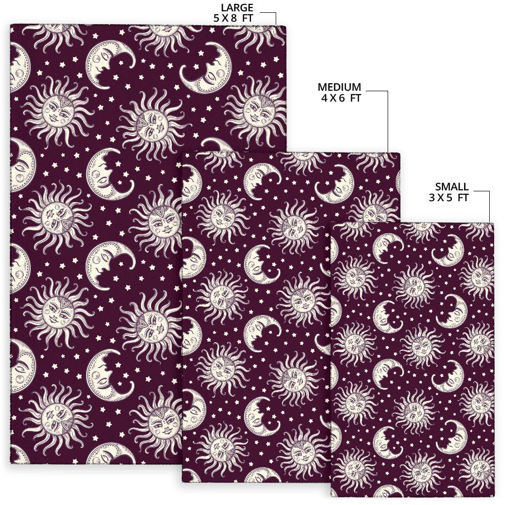 Moon Sun Celestial Pattern Print Floor Mat-grizzshop