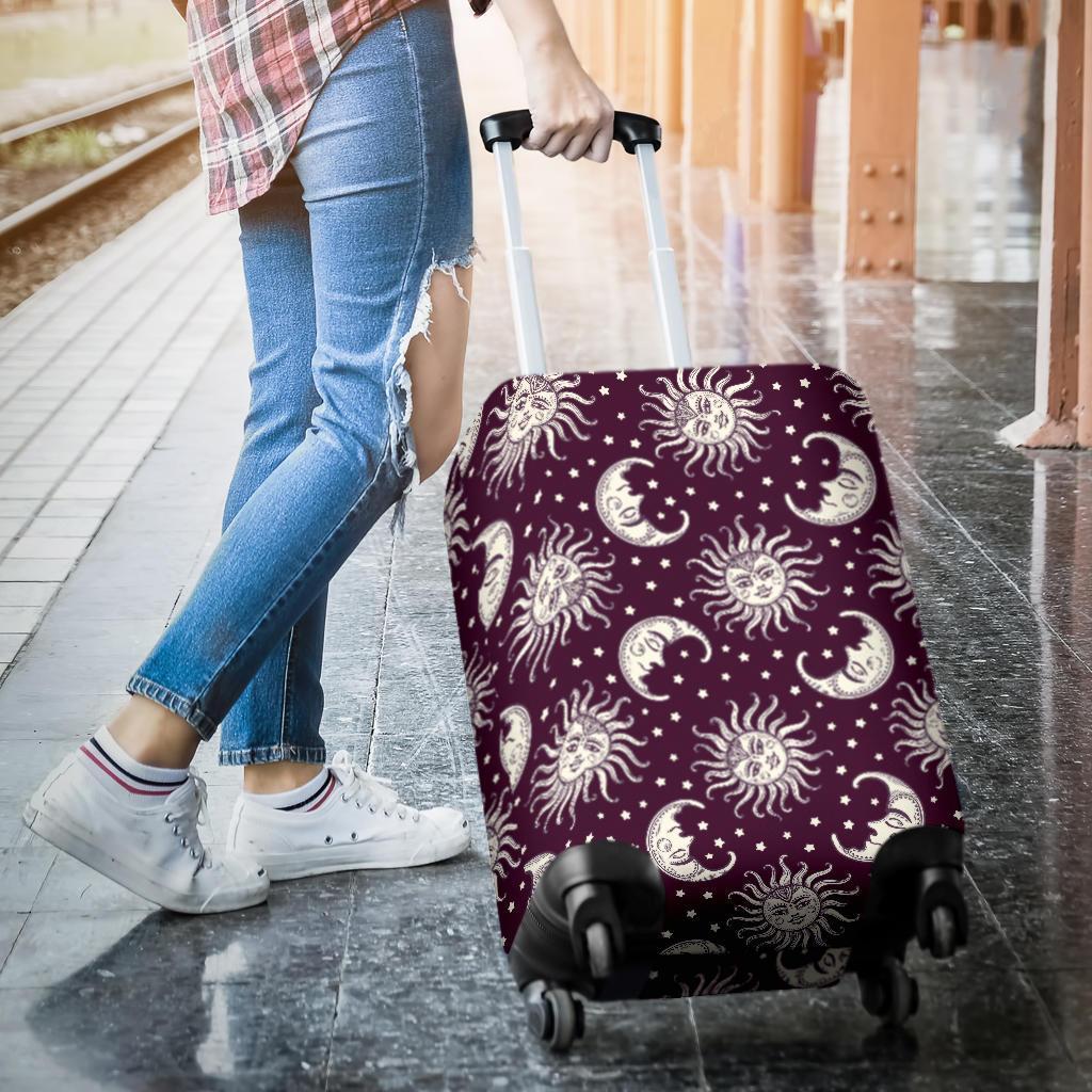 Moon Sun Celestial Pattern Print Luggage Cover Protector-grizzshop