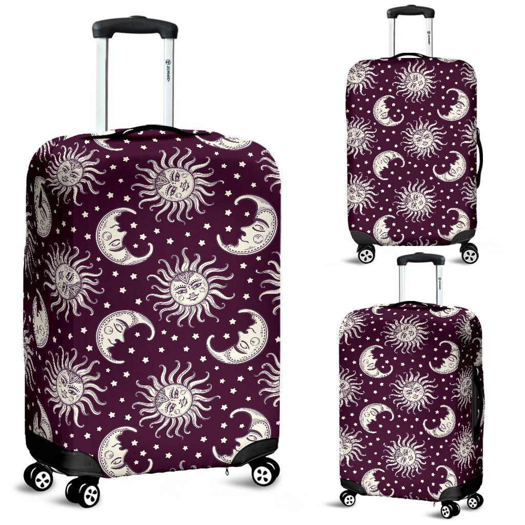 Moon Sun Celestial Pattern Print Luggage Cover Protector-grizzshop