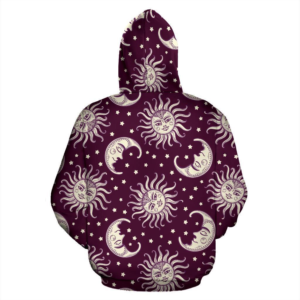 Moon Sun Celestial Pattern Print Men Women Pullover Hoodie-grizzshop