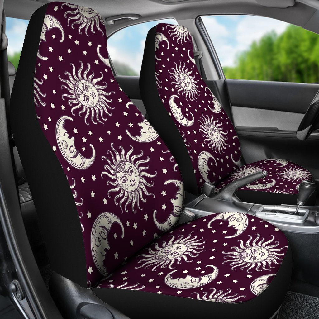 Moon Sun Celestial Pattern Print Universal Fit Car Seat Covers-grizzshop