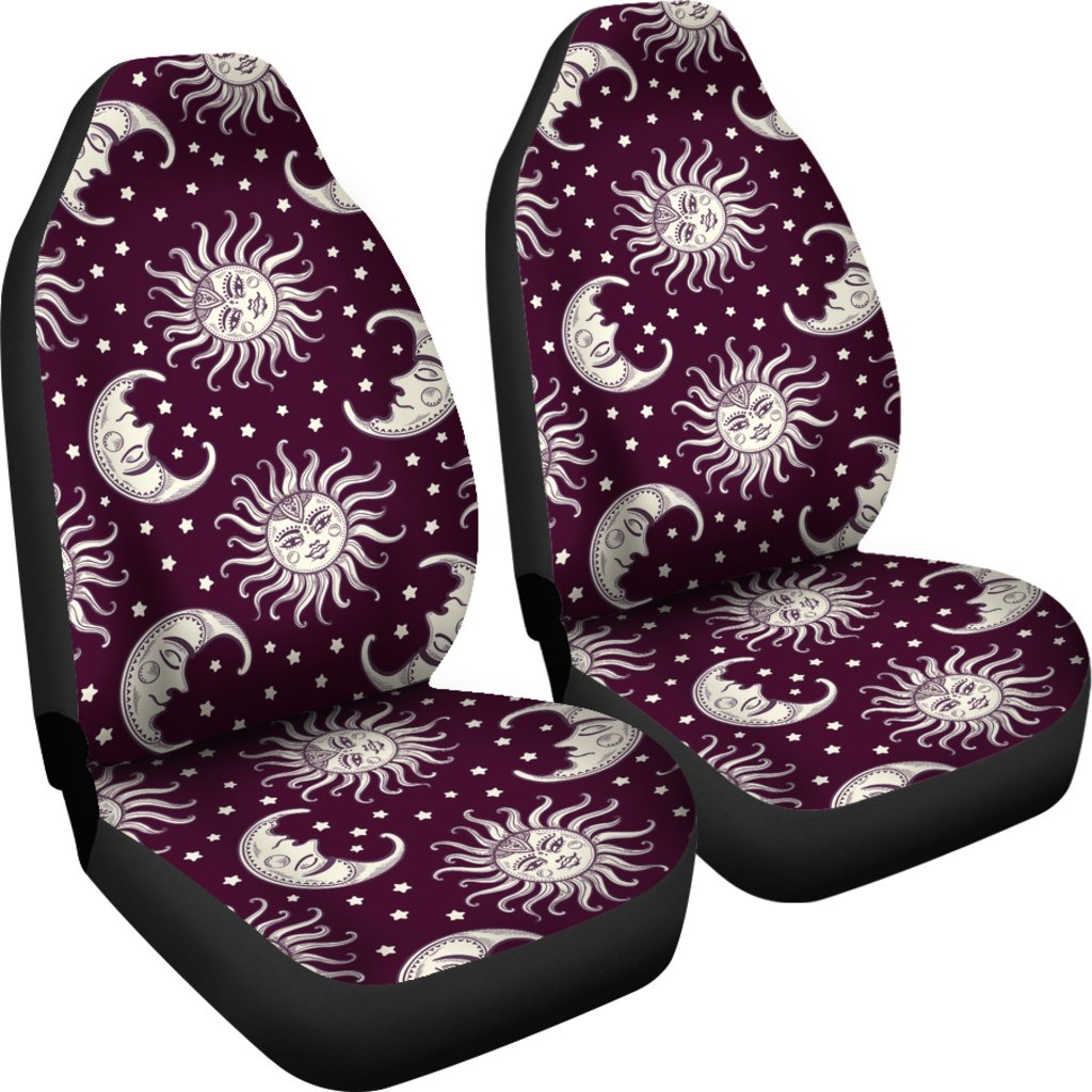 Moon Sun Celestial Pattern Print Universal Fit Car Seat Covers-grizzshop