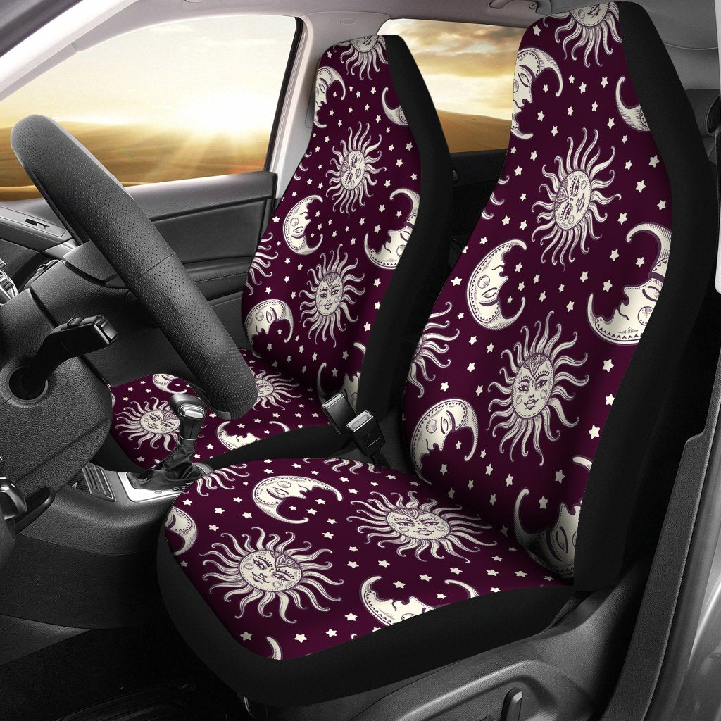 Moon Sun Celestial Pattern Print Universal Fit Car Seat Covers-grizzshop