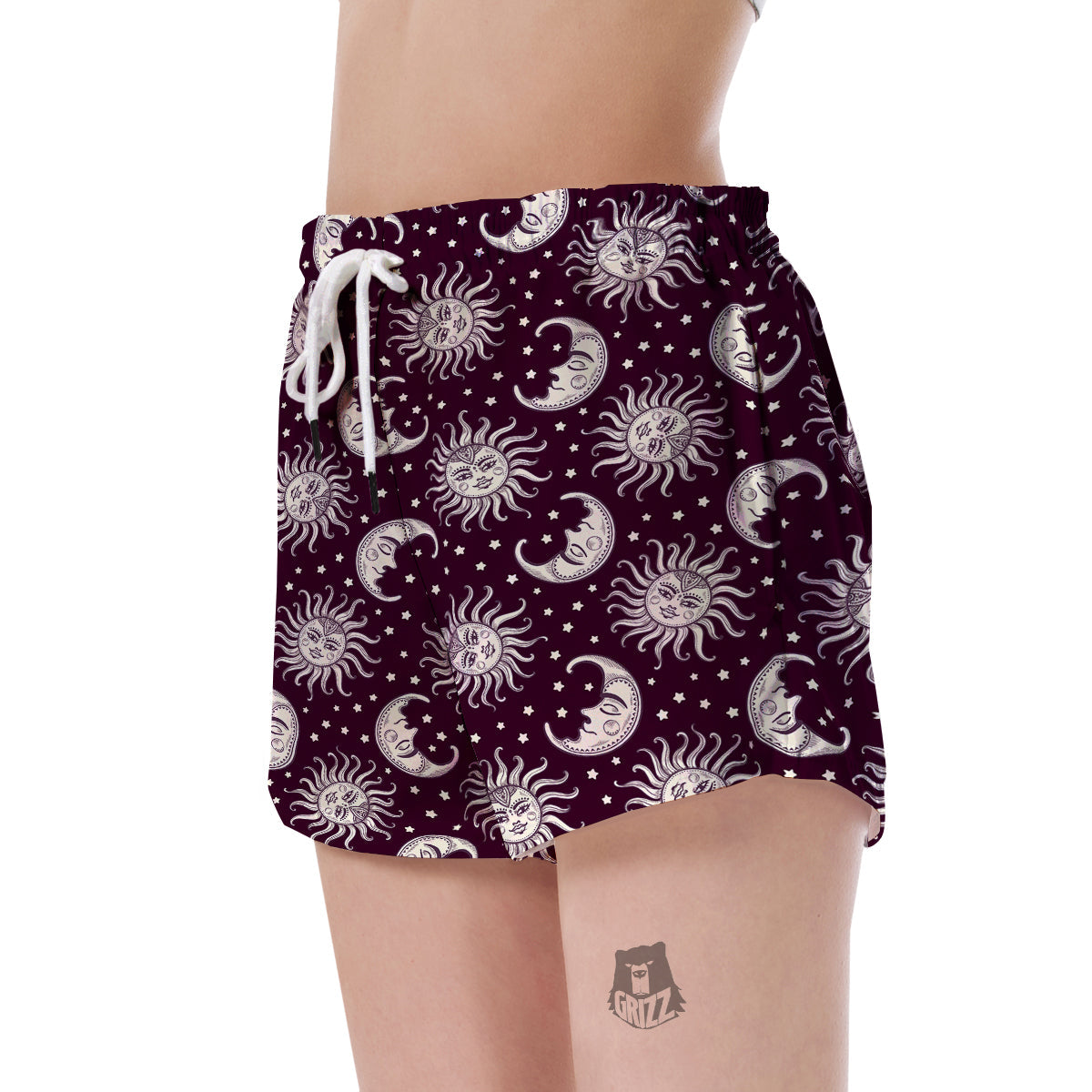 Moon Sun Celestial Pattern Print Women's Shorts-grizzshop