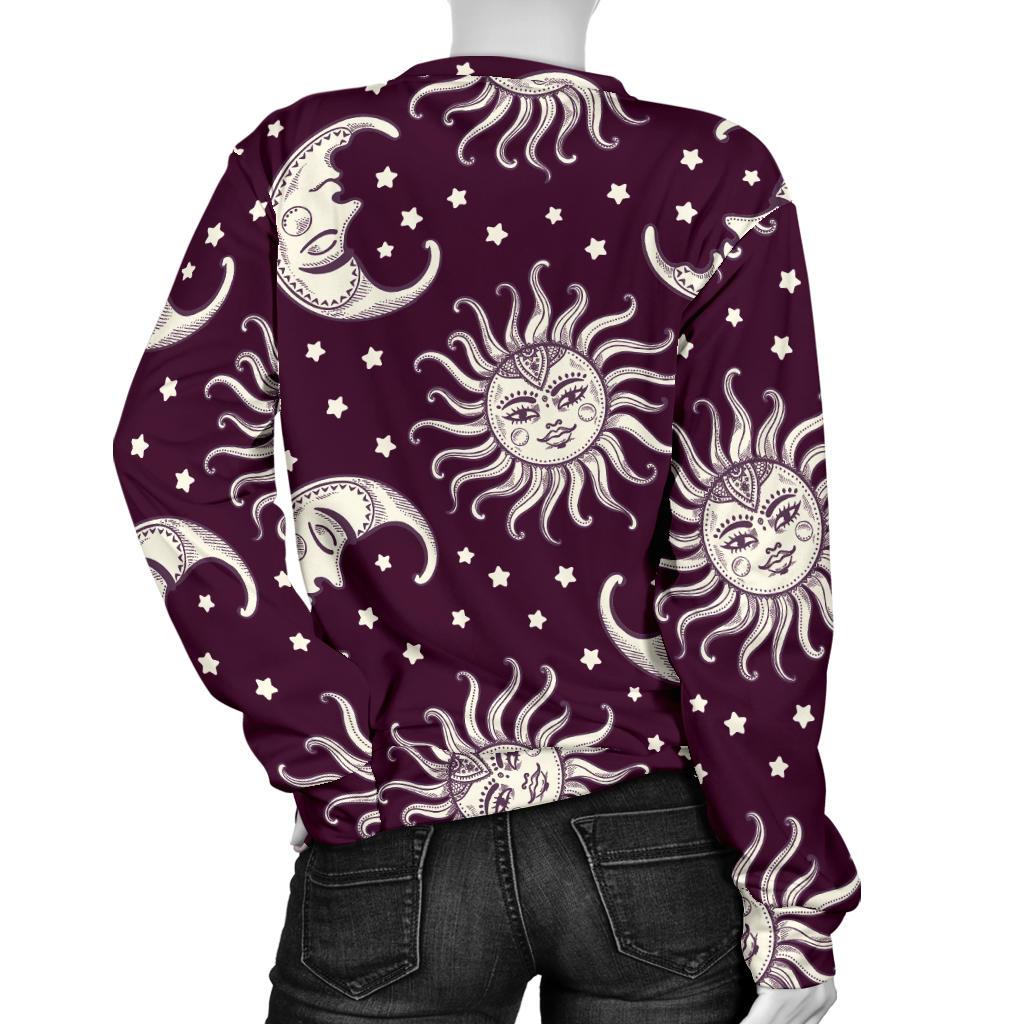 Moon Sun Celestial Pattern Print Women's Sweatshirt-grizzshop