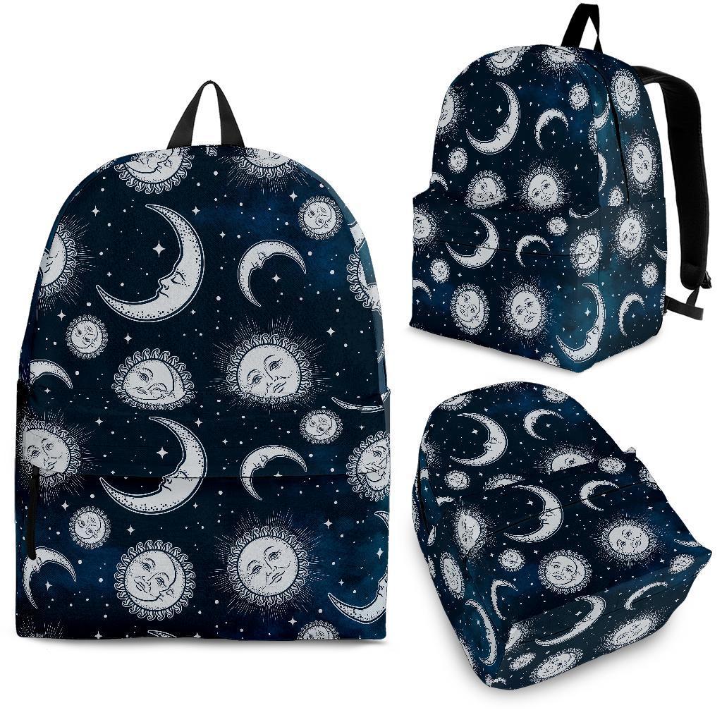 Moon Sun Pattern Print Backpack-grizzshop