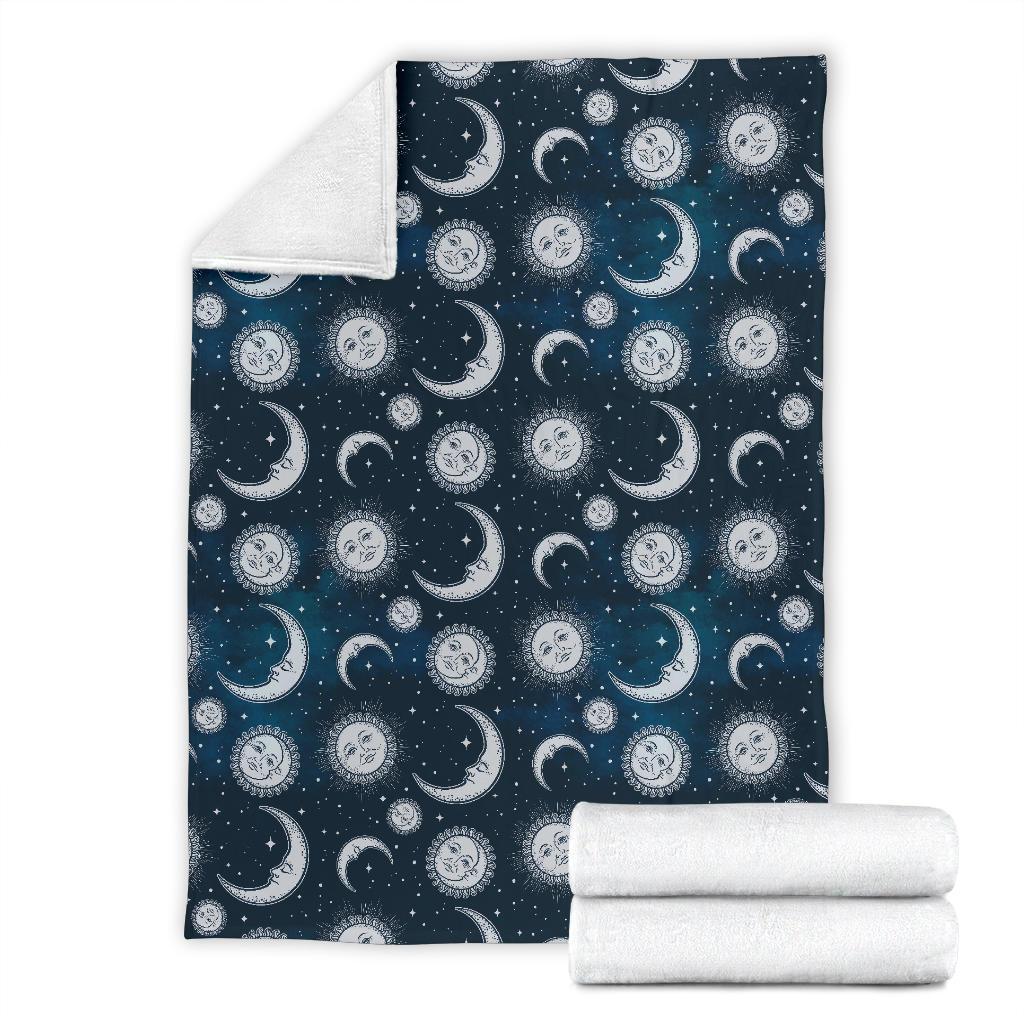 Moon Sun Pattern Print Blanket-grizzshop