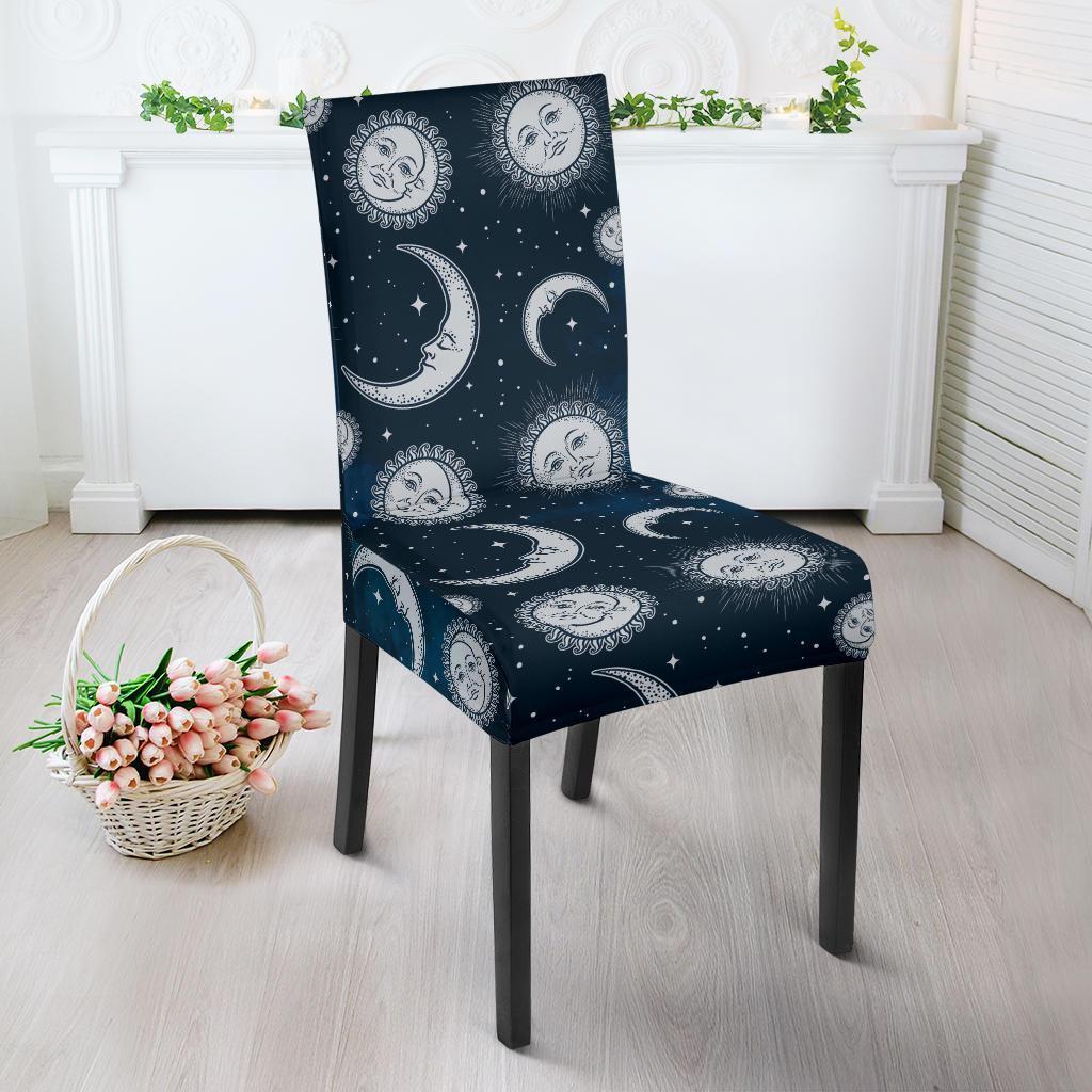 Moon Sun Pattern Print Chair Cover-grizzshop