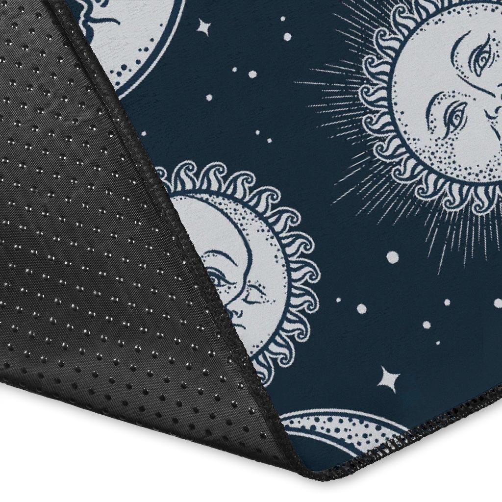 Moon Sun Pattern Print Floor Mat-grizzshop