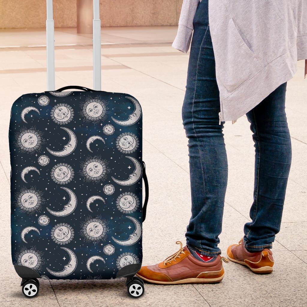 Moon Sun Pattern Print Luggage Cover Protector-grizzshop