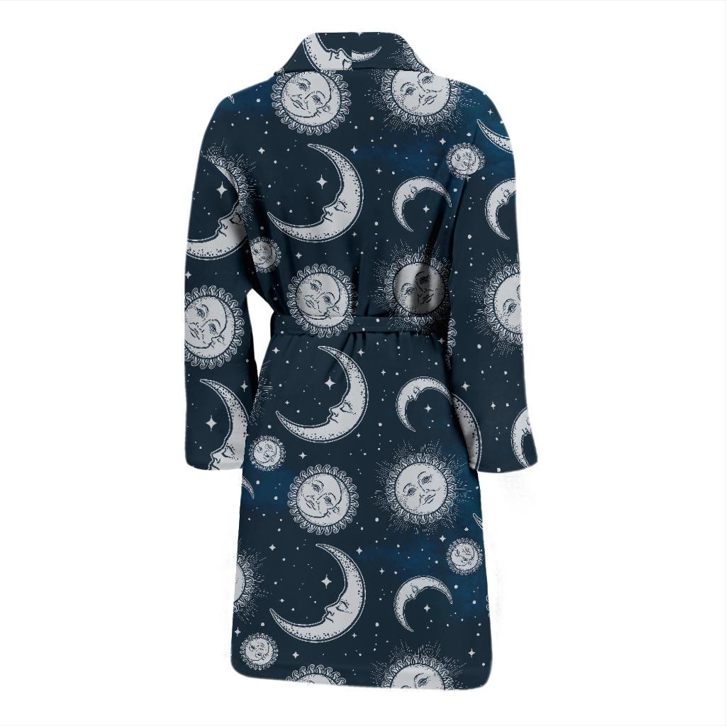 Moon Sun Pattern Print Men Long Robe-grizzshop