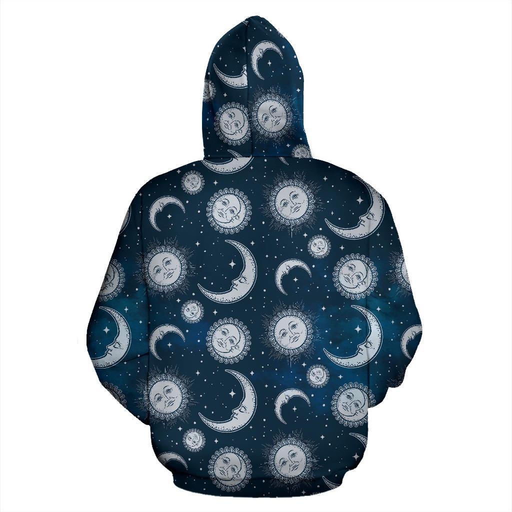 Moon Sun Pattern Print Men Women Pullover Hoodie-grizzshop