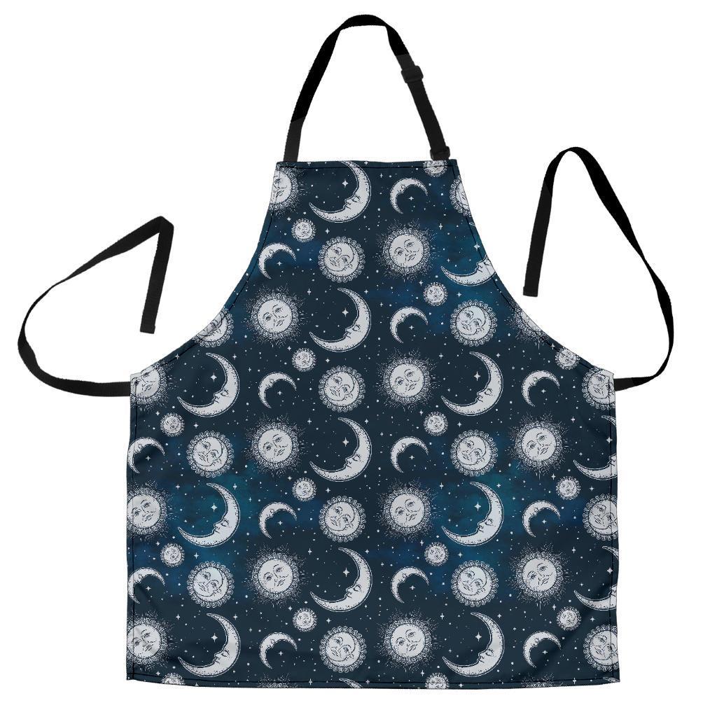 Moon Sun Pattern Print Men's Apron-grizzshop