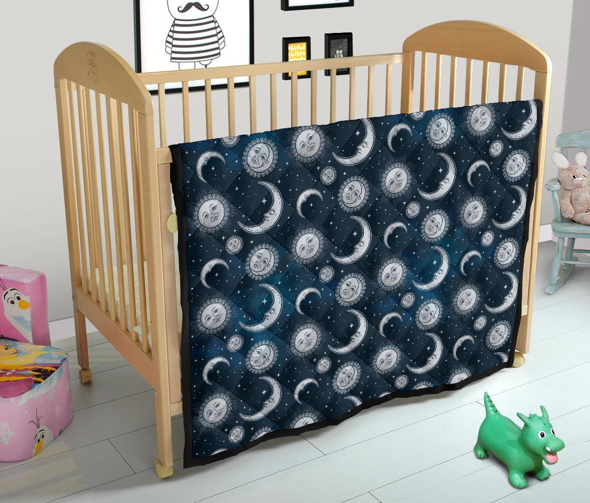 Moon Sun Pattern Print Quilt-grizzshop