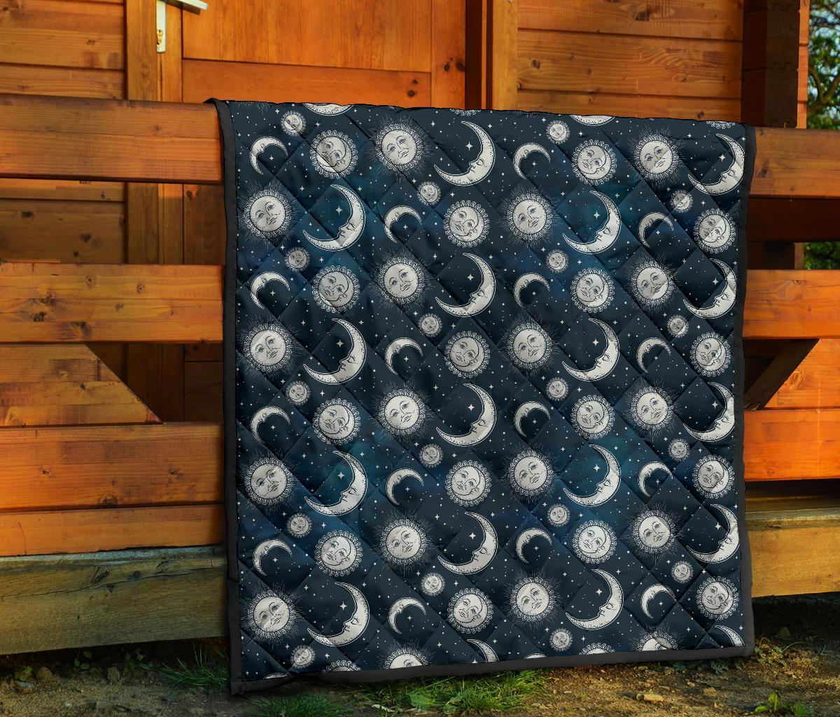 Moon Sun Pattern Print Quilt-grizzshop