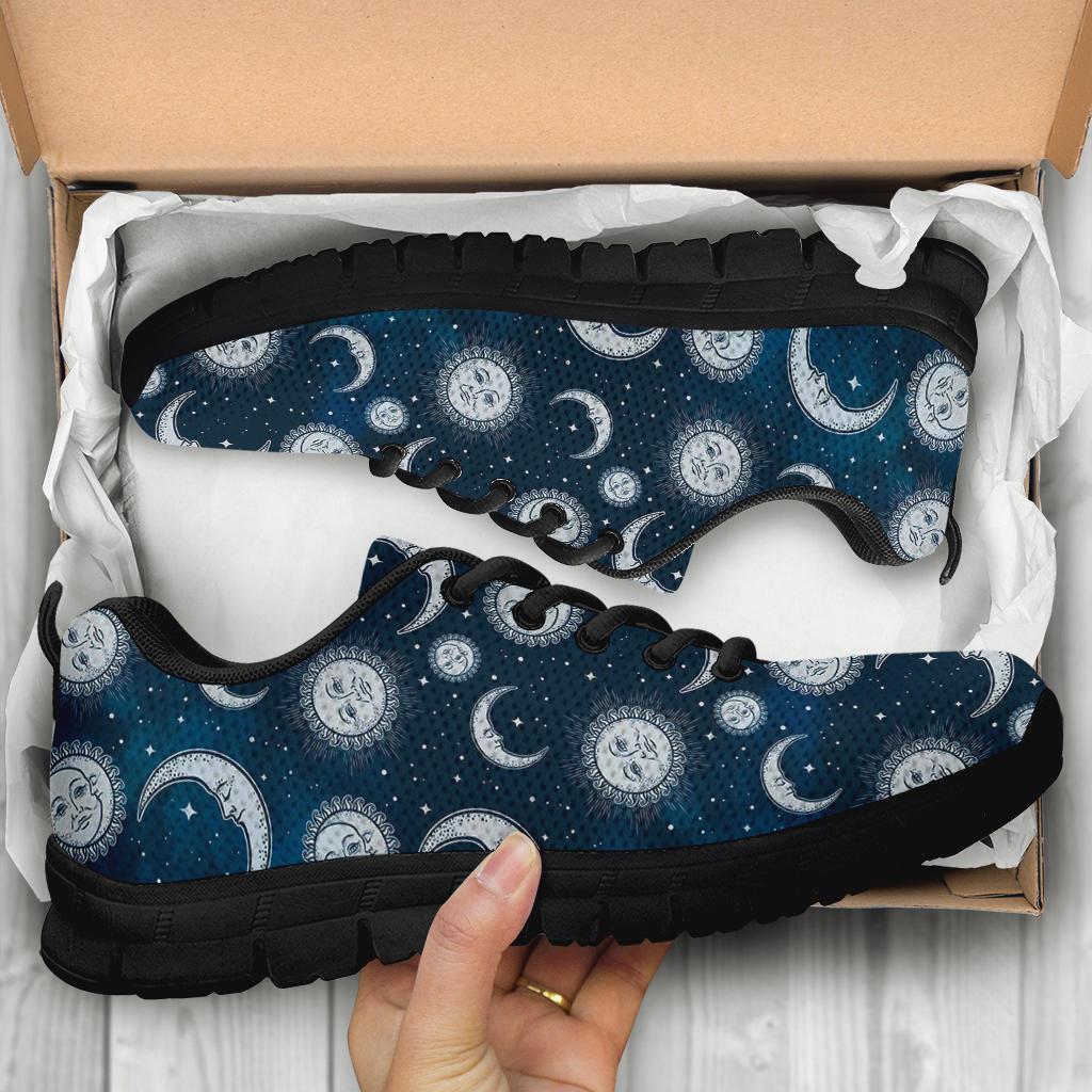 Moon Sun Pattern Print Sneaker Shoes For Men Women-grizzshop