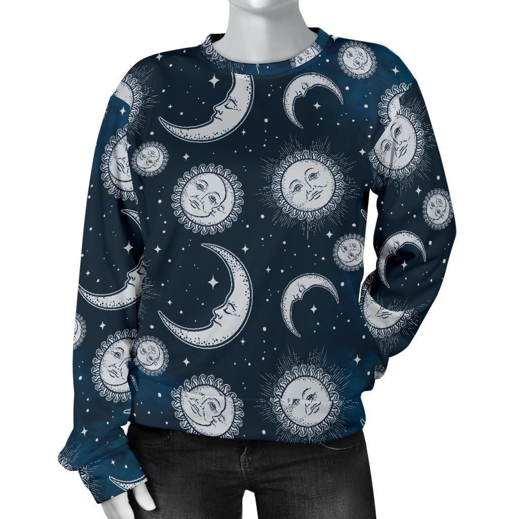 Moon Sun Pattern Print Women's Sweatshirt-grizzshop