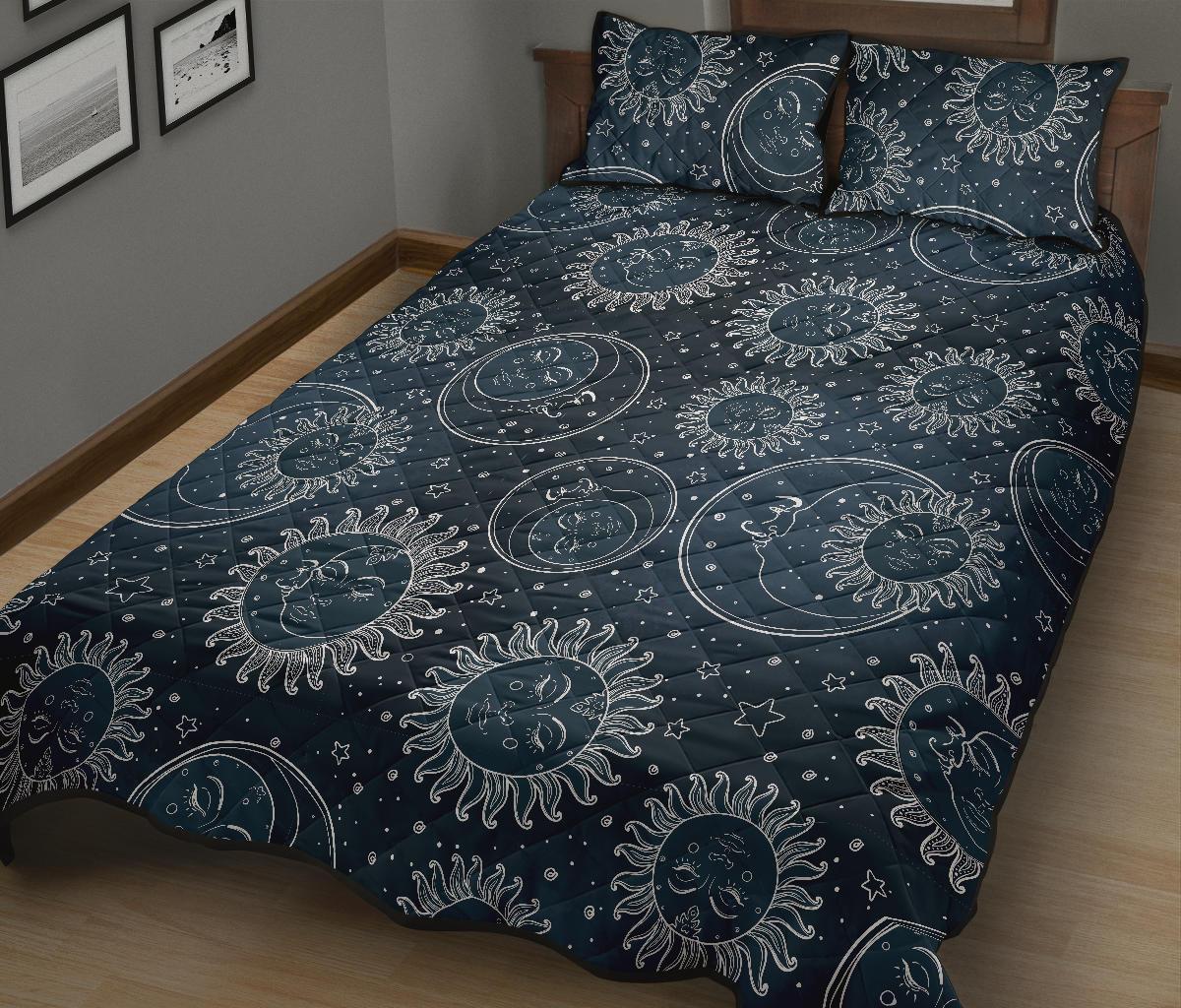 Moon Sun Print Pattern Bed Set Quilt-grizzshop