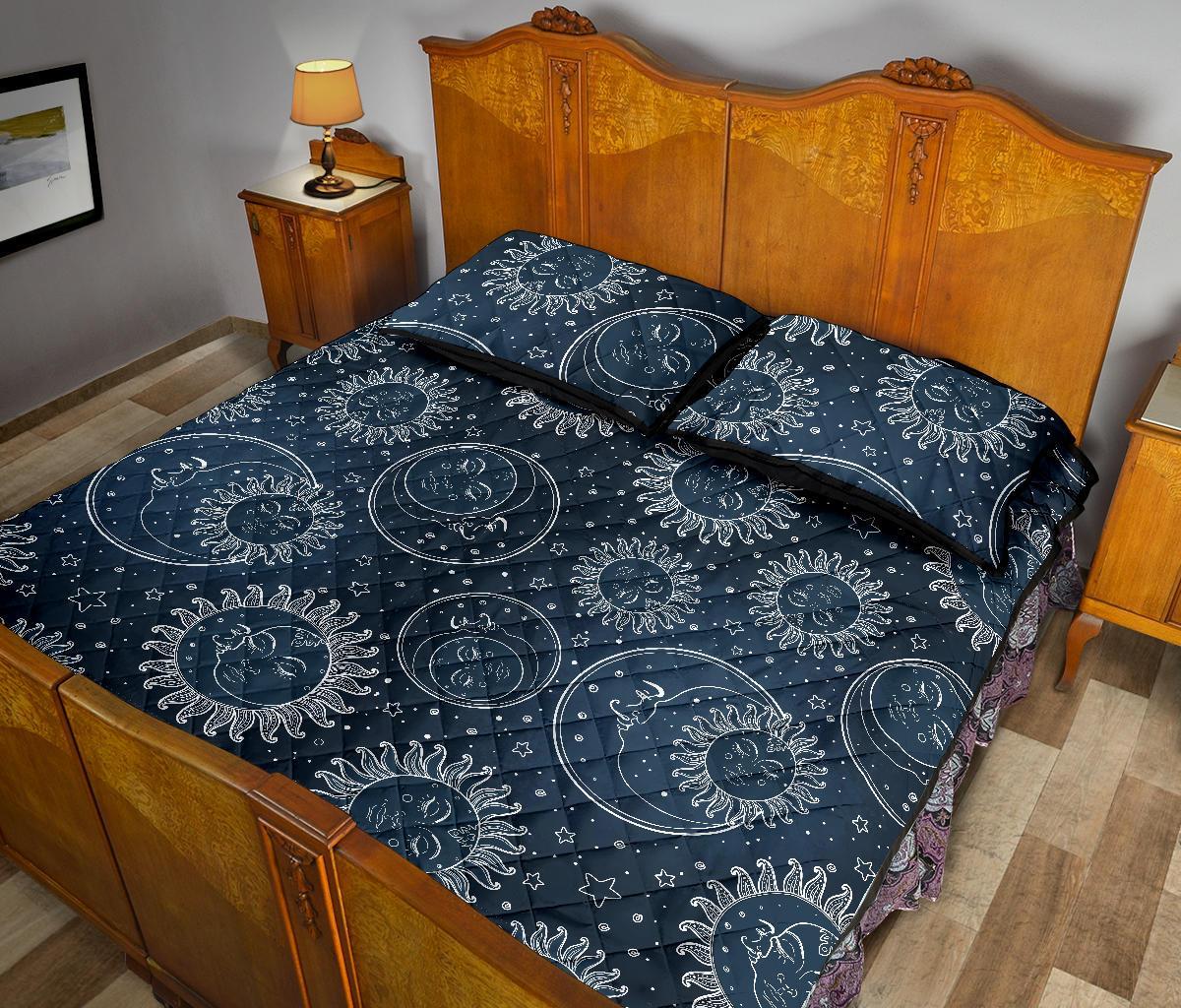 Moon Sun Print Pattern Bed Set Quilt-grizzshop
