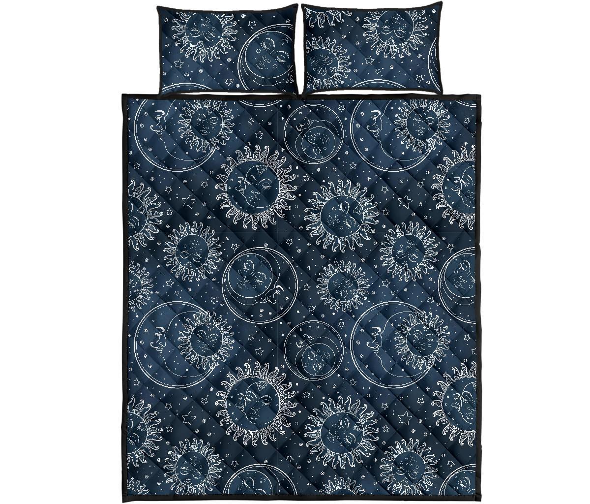 Moon Sun Print Pattern Bed Set Quilt-grizzshop