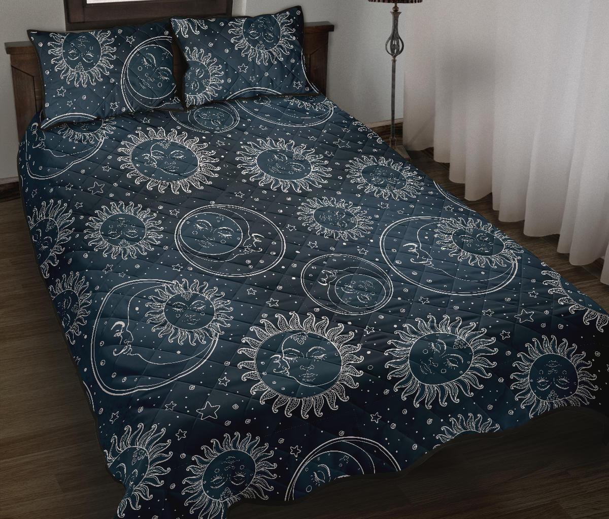 Moon Sun Print Pattern Bed Set Quilt-grizzshop