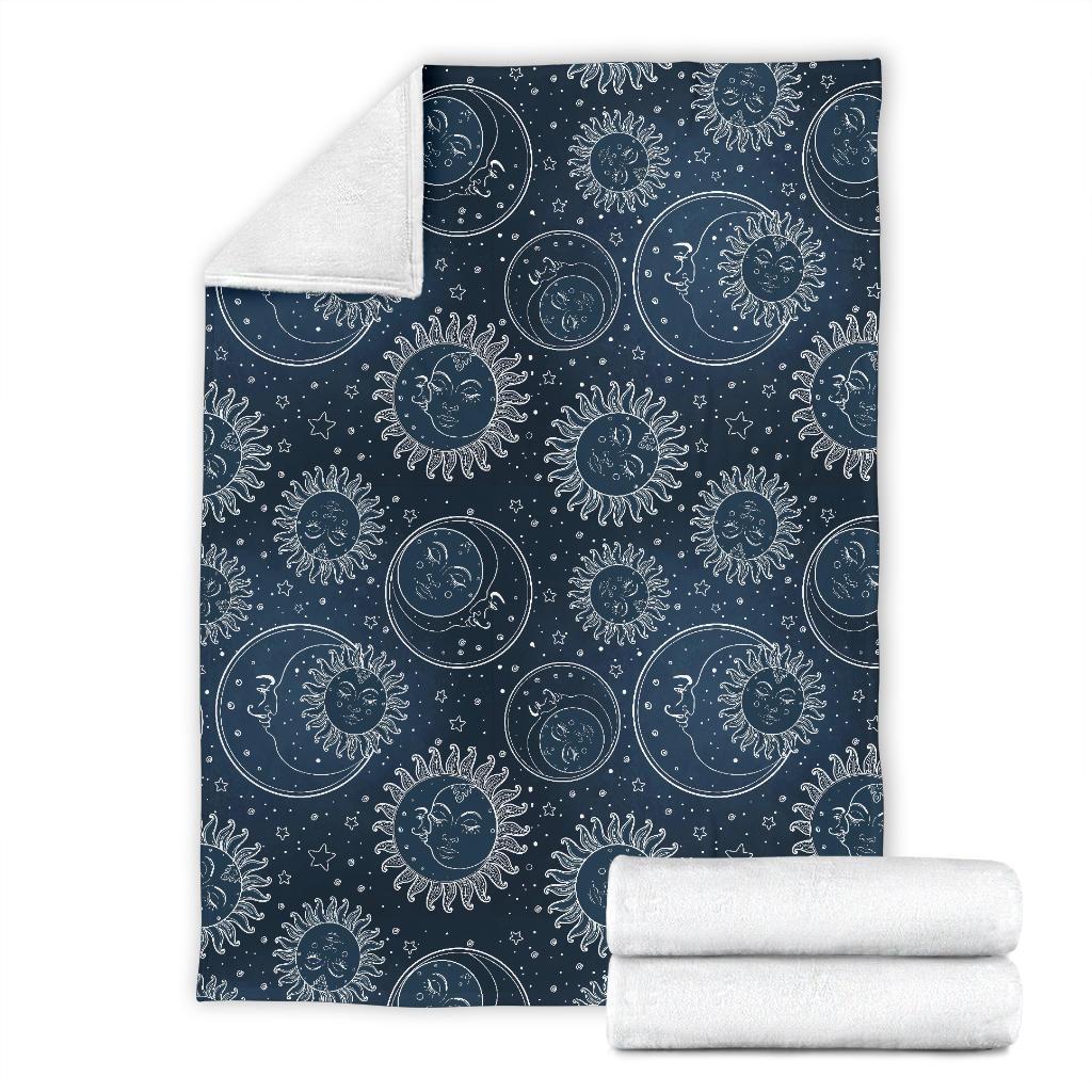 Moon Sun Print Pattern Blanket-grizzshop