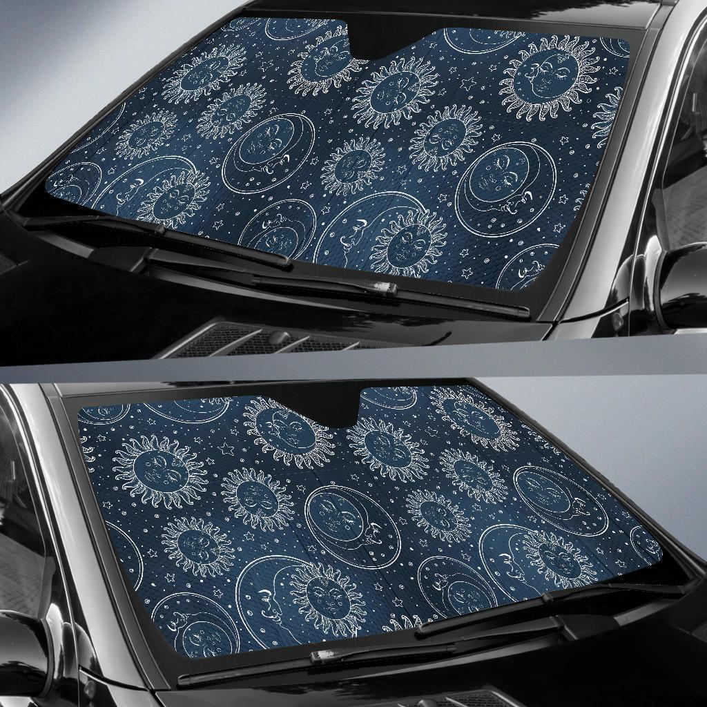 Moon Sun Print Pattern Car Sun Shade-grizzshop