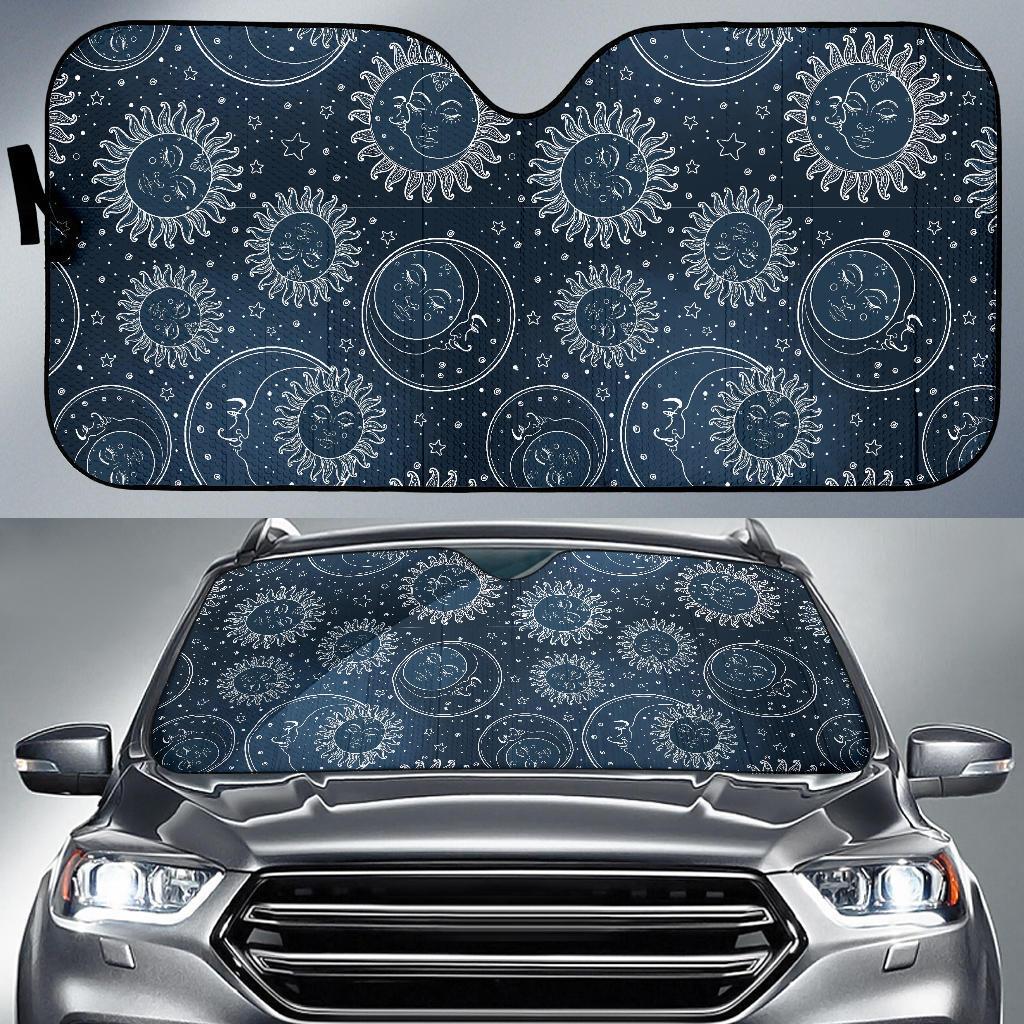 Moon Sun Print Pattern Car Sun Shade-grizzshop
