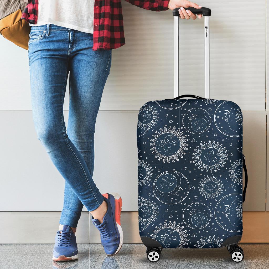 Moon Sun Print Pattern Luggage Cover Protector-grizzshop