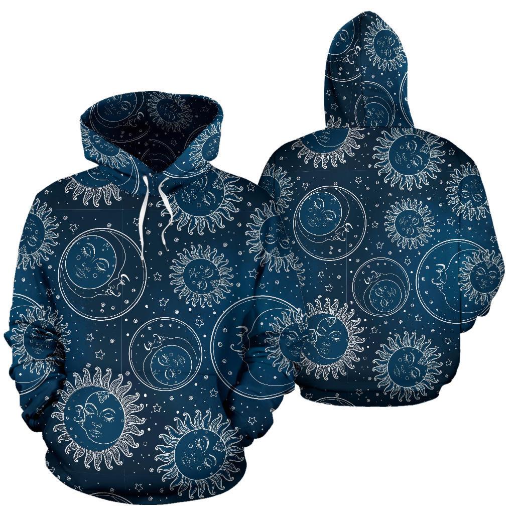 Moon Sun Print Pattern Men Women Pullover Hoodie-grizzshop