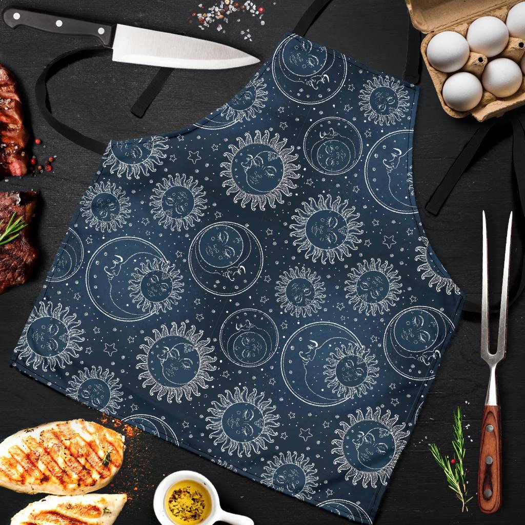 Moon Sun Print Pattern Men's Apron-grizzshop