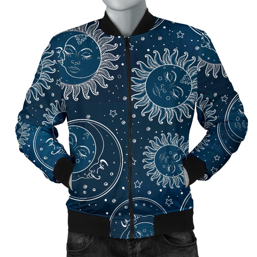 Moon Sun Print Pattern Men's Bomber Jacket-grizzshop