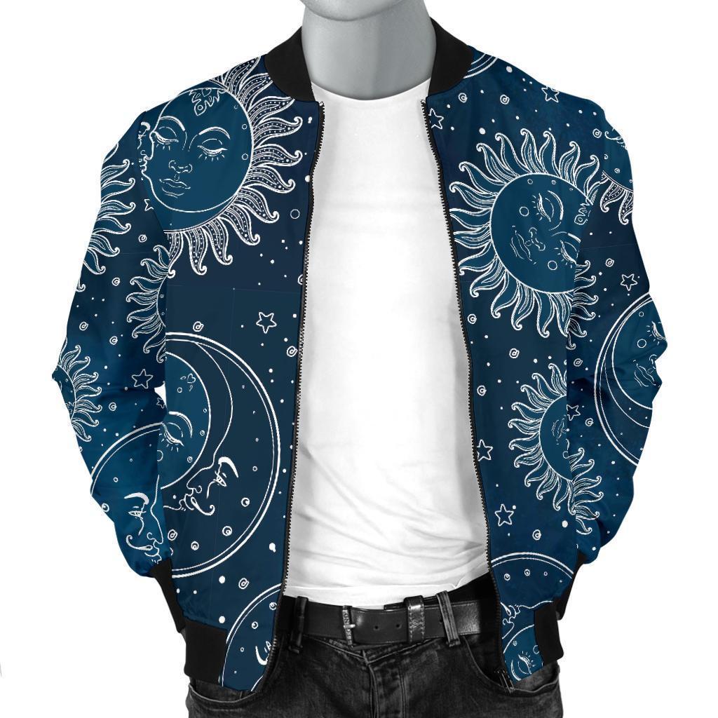 Moon Sun Print Pattern Men's Bomber Jacket-grizzshop