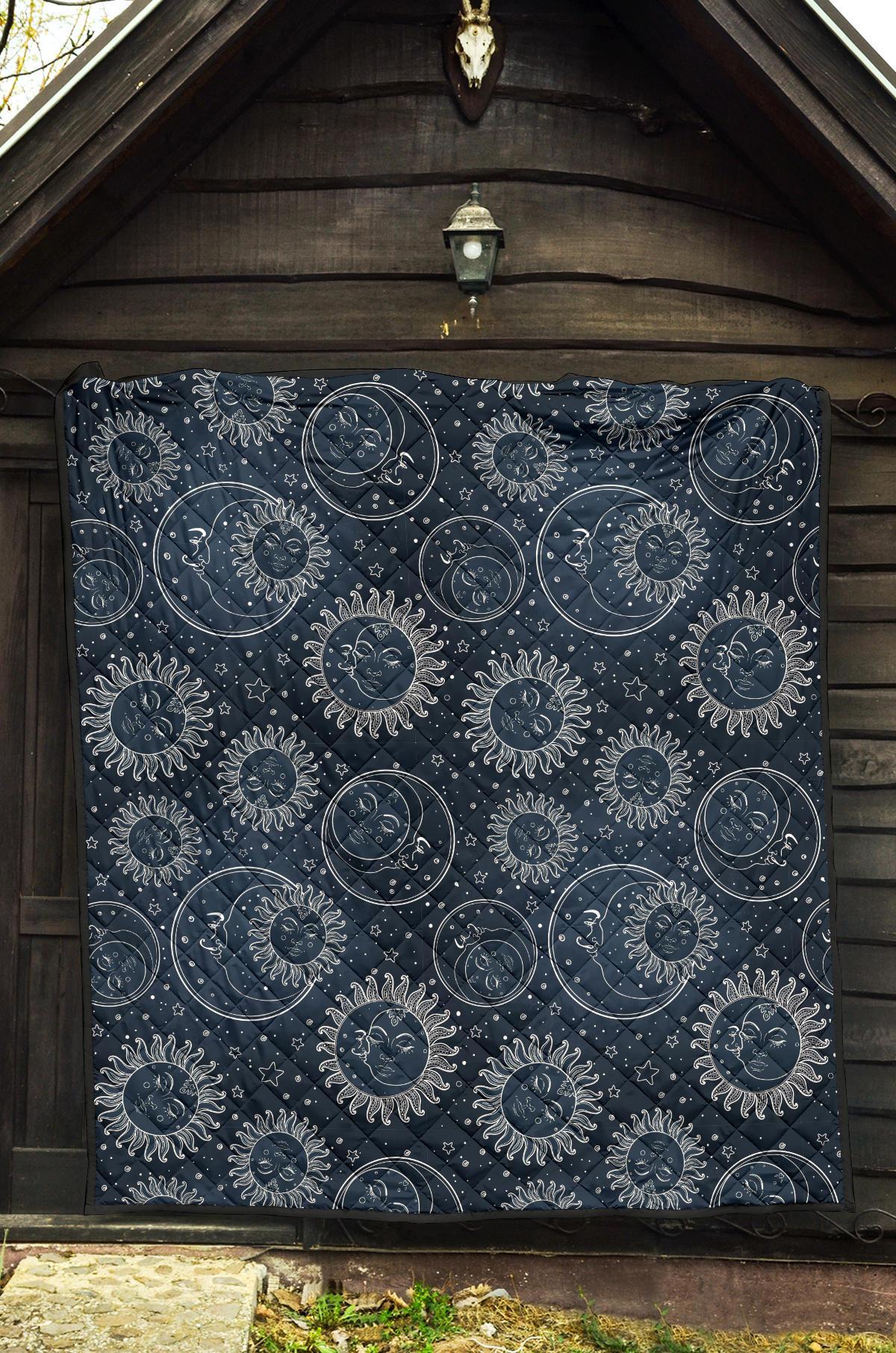 Moon Sun Print Pattern Quilt-grizzshop