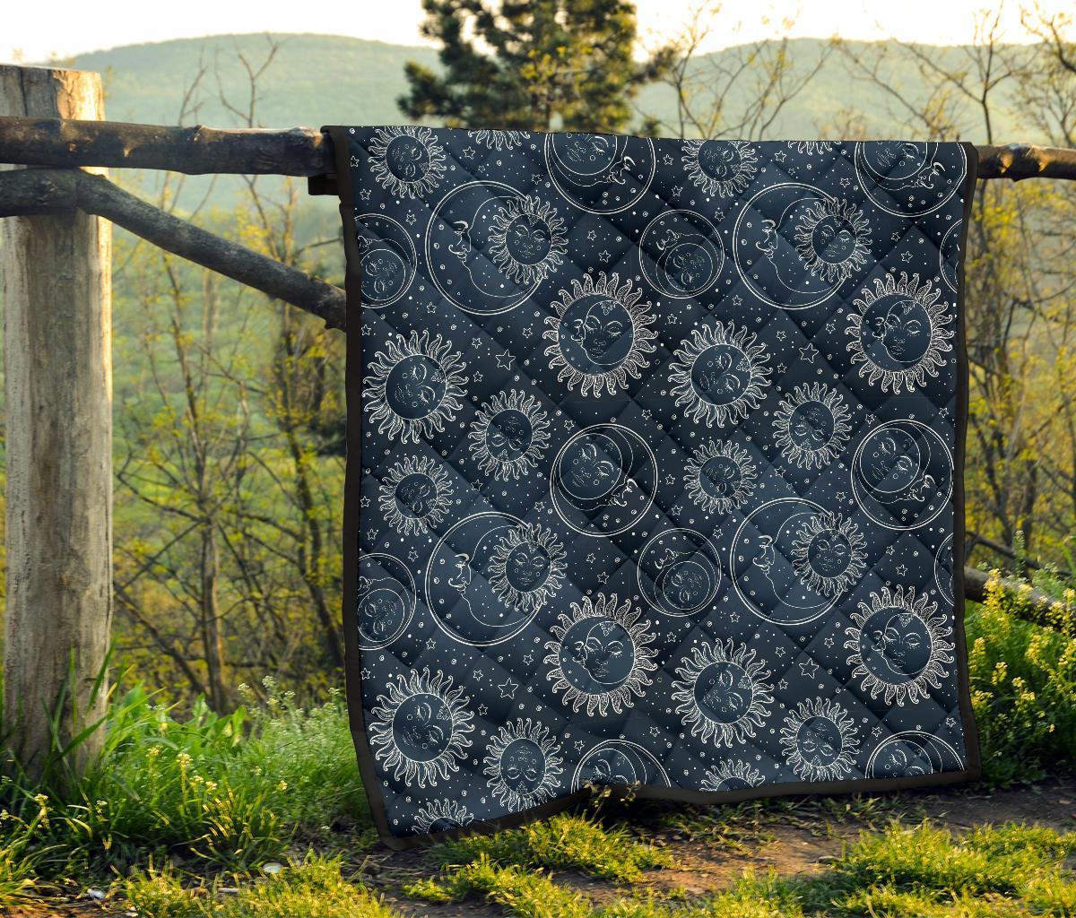 Moon Sun Print Pattern Quilt-grizzshop