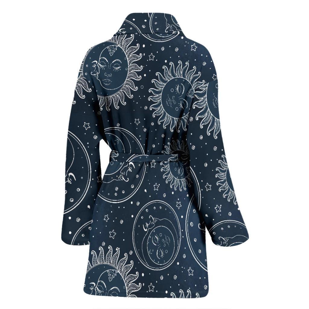 Moon Sun Print Pattern Women Long Robe-grizzshop