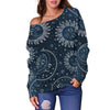 Moon Sun Print Pattern Women Off Shoulder Sweatshirt-grizzshop