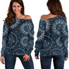 Moon Sun Print Pattern Women Off Shoulder Sweatshirt-grizzshop