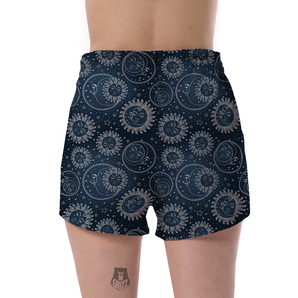 Moon Sun Print Pattern Women's Shorts-grizzshop