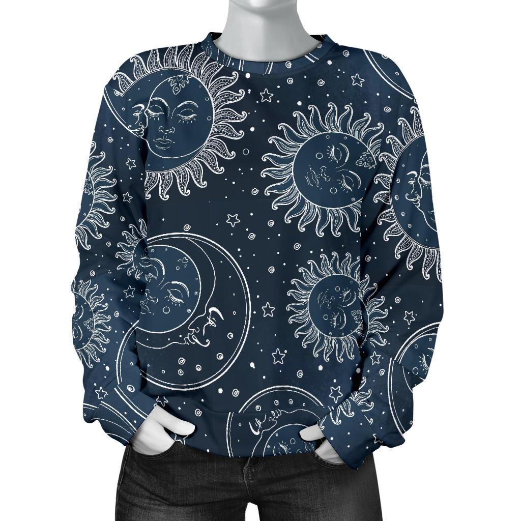 Moon Sun Print Pattern Women's Sweatshirt-grizzshop